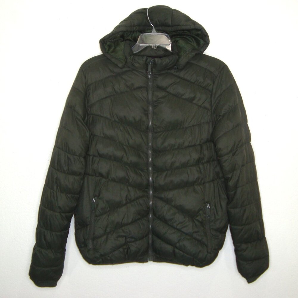 LEEHANTON Mens Green Puffer Jacket with Detachable Hood
